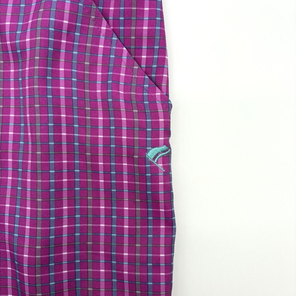 Golf America Women's Bermuda Shorts Size 12 Lightweight Purple Plaid  Pockets 9" - Picture 3 of 8